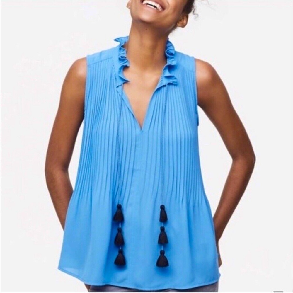 Loft Pleated Tassel Blouse